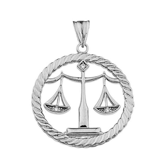 10k Real Gold Diamond Scales of Justice Pendant